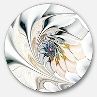 White Glass Floral Art Round Wall