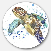 Blue Sea Turtle Metal Wall Art