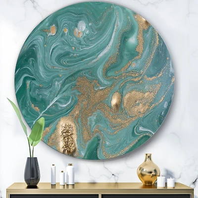 Nature Green and Gold Marble Metal Wall Art