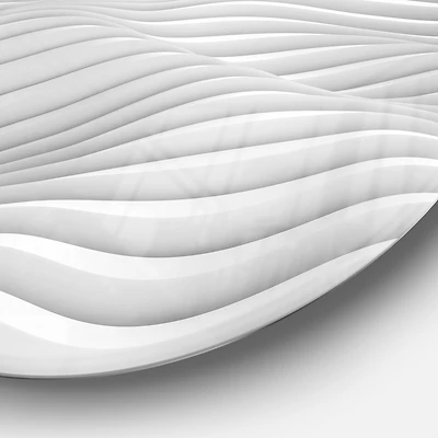 Fractal Rippled White 3D Waves Metal Wall Art