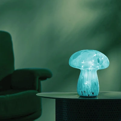 Mushroom Glass Table Lamp - Jade