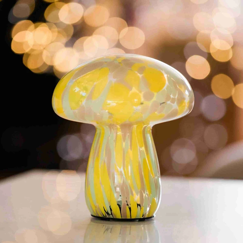Mushroom Glass Table Lamp - Yellow