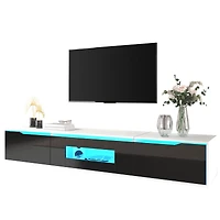 Sleek Modern High-Gloss TV Stand with LED Lighting