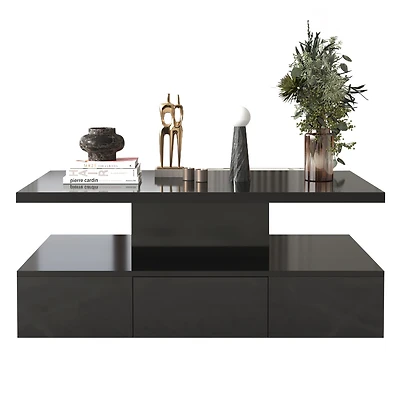 Modern High-Gloss Coffee Table with Hidden Drawer