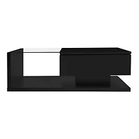 Modern High-Gloss Coffee Table with Glass Top and LED Lighting