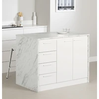 Myro Kitchen Island with Storage Faux White Marble by South Shore Furniture