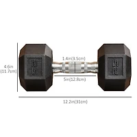 25lb Rubber Dumbbells Weight Set