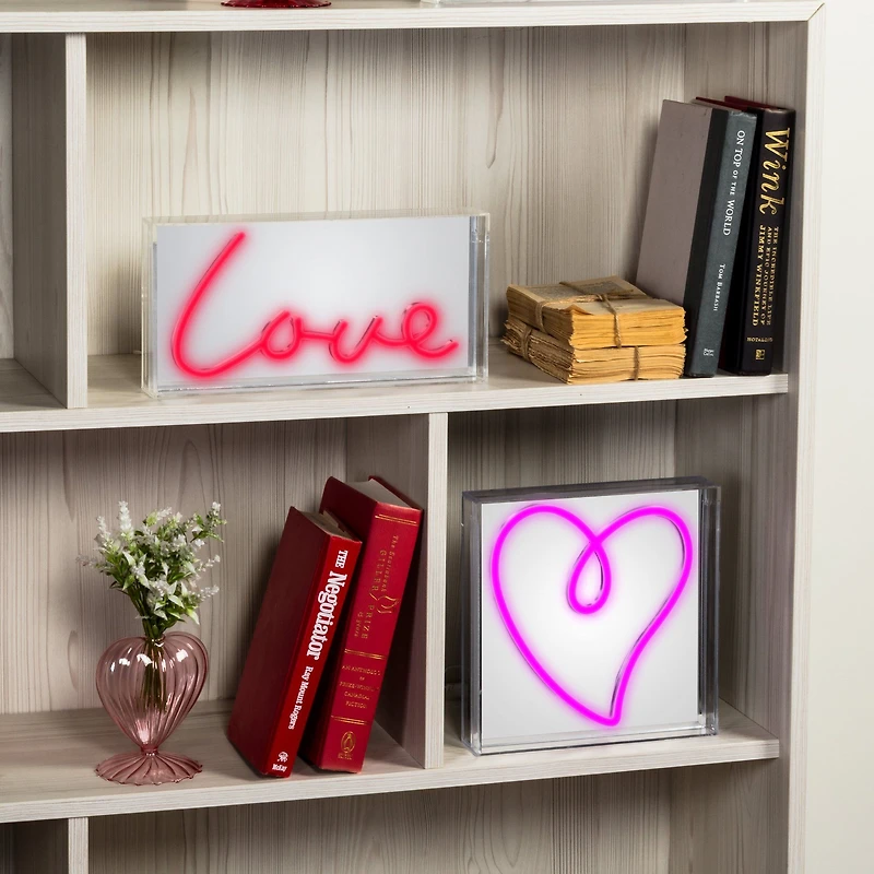 Enseigne Neon LED Coeur - Rose, 9 po