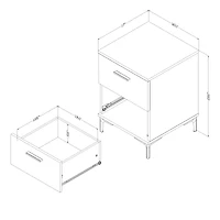 South Shore Furniture Musano 2-Drawer Nightstand with Metal Legs - Natural Walnut