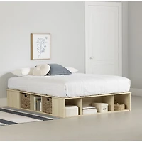 Avilla Storage Platform Bed With Wicker Baskets - Beige