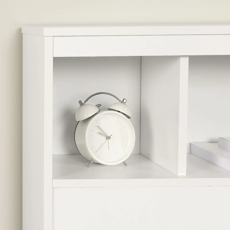 Spark Bookcase Headboard with Storage - White
