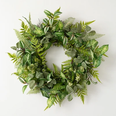 Mixed Foliage Wreath - Green