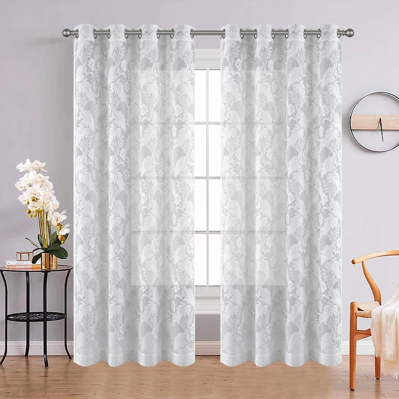 Palm Lace Grommet Curtain