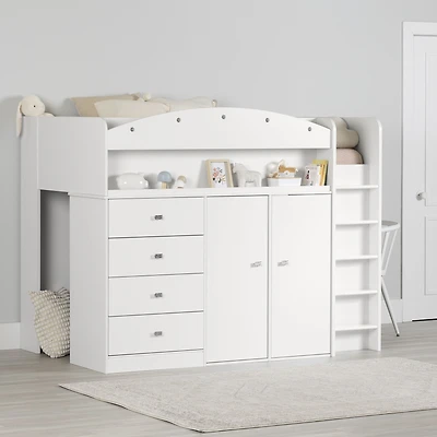 Princess Lit mezzanine simple avec bureau - Blanc pur