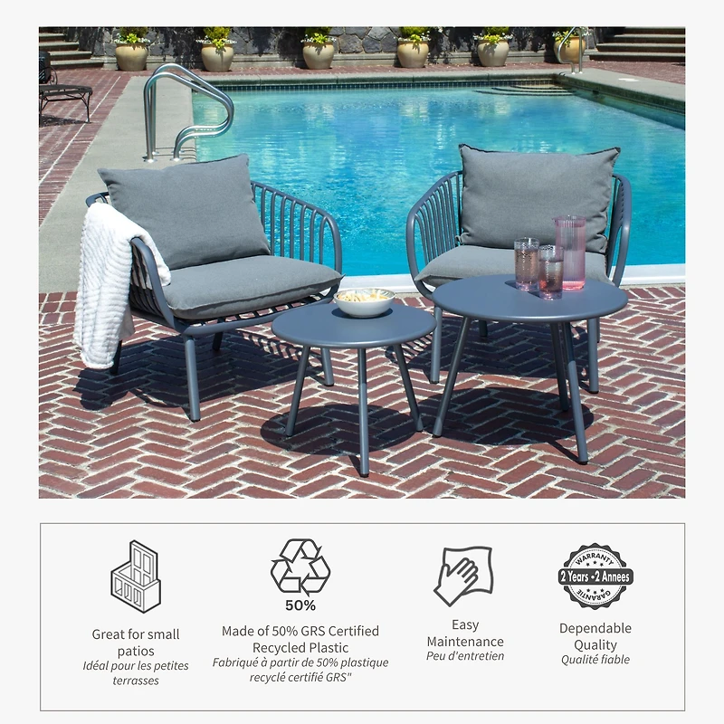 Patioflare 4-Piece Recycled Plastic Vista Conversation Set