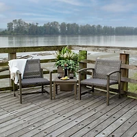 Patioflare  Acacia Wood and Wicker Oversized Bistro Set