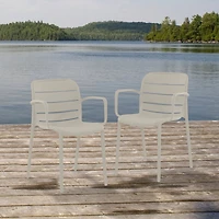 Patioflare Plus Recycled Plastic Stacking Armchairs - Cream, Set of 2