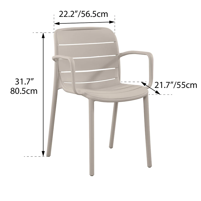Patioflare Plus Recycled Plastic Stacking Armchairs - Cream, Set of 2