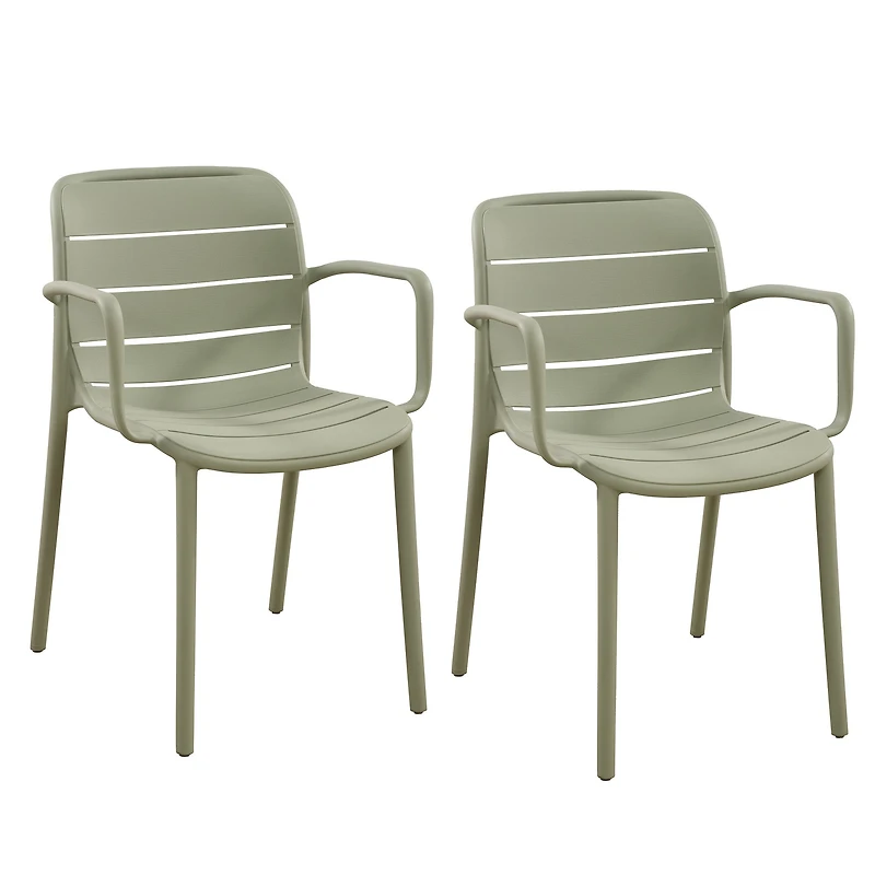 Patioflare Plus Recycled Plastic Stacking Armchairs - Green, Set of 2