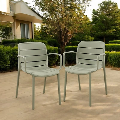 Patioflare Plus Recycled Plastic Stacking Armchairs - Green, Set of 2