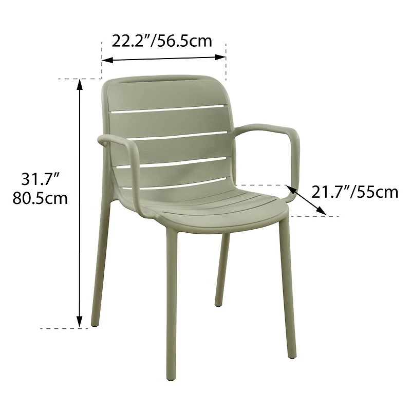 Patioflare Plus Fauteuils empilables en plastique recyclé - Vert, ensemble de 2