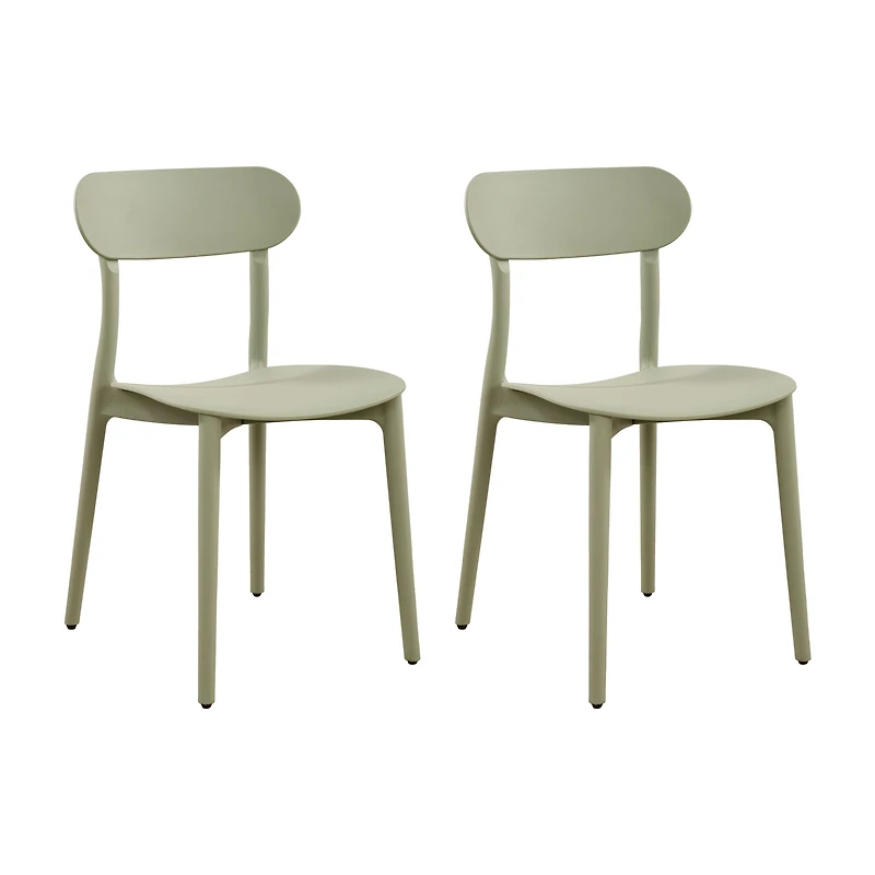 Patioflare Plus Recycled Plastic Stacking Chairs - Green, Set of 2