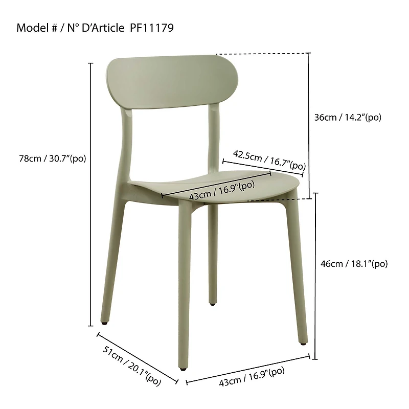 Patioflare Plus Recycled Plastic Stacking Chairs - Green, Set of 2