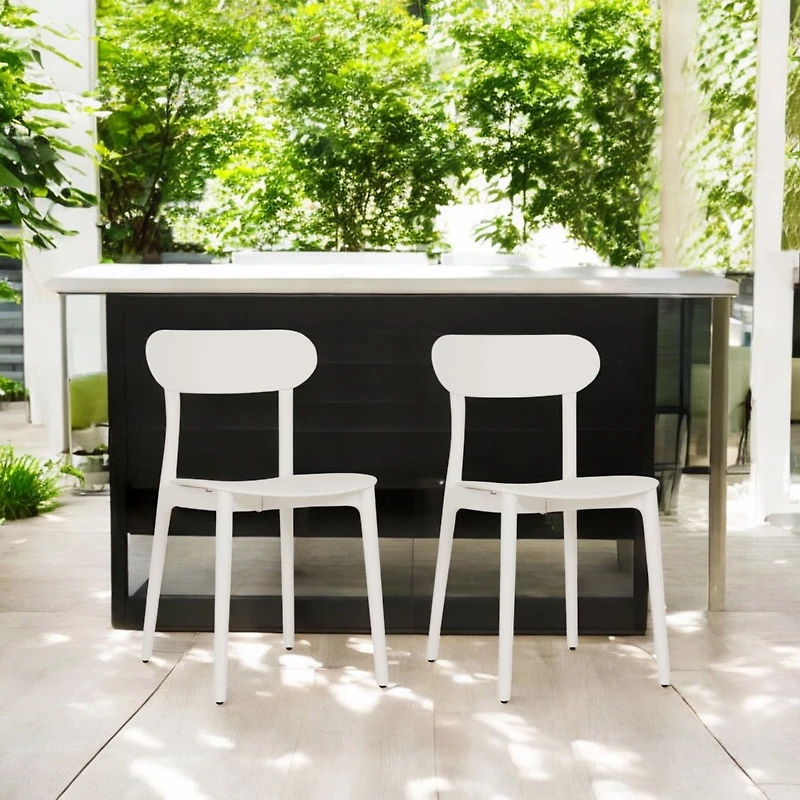 Patioflare Plus Recycled Plastic Stacking Chairs - Cream, Set of 2