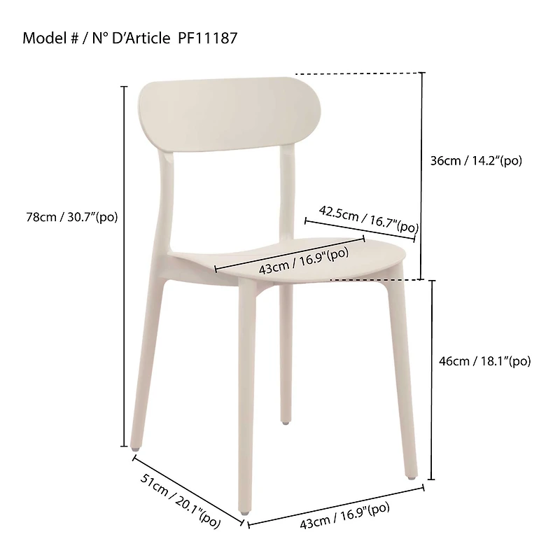 Patioflare Plus Recycled Plastic Stacking Chairs - Cream, Set of 2