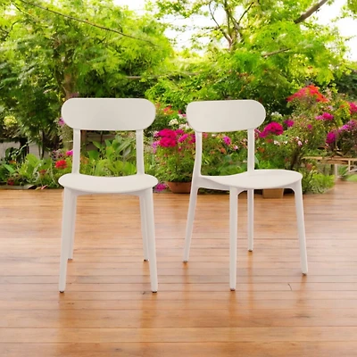 Patioflare Plus Recycled Plastic Stacking Chairs - Cream, Set of 2