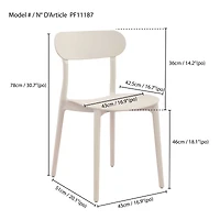 Patioflare Plus Chaises empilables en plastique recyclé - Crème, ensemble de 2