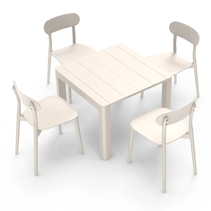 Patioflare Plus Recycled Plastic Cream Square Patio Table
