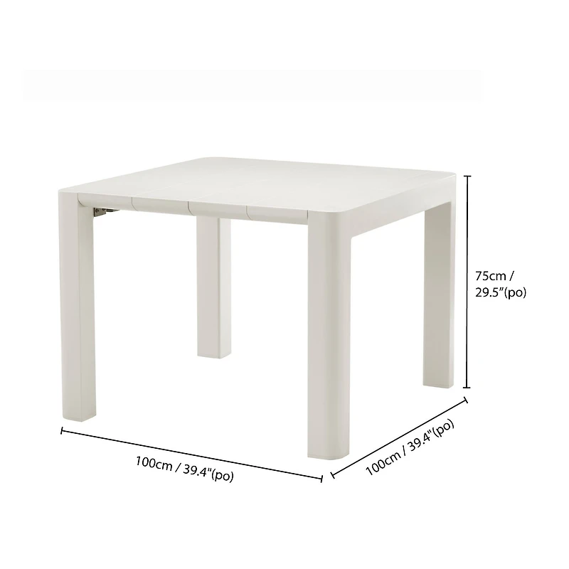 Patioflare Plus Table de patio carrée en plastique recyclé couleur crème