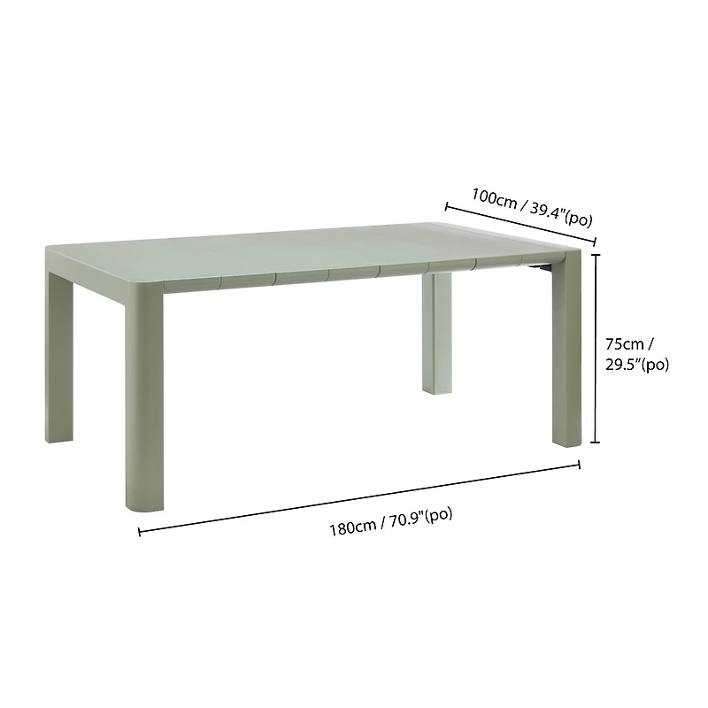 Patioflare Plus Recycled Plastic Green Rectangular Patio Table