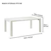 Patioflare Plus Recycled Plastic Cream Rectangular Patio Table