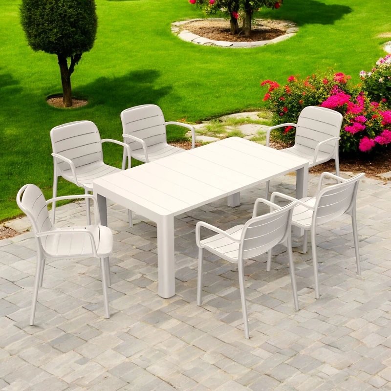 Patioflare Plus Recycled Plastic Cream Rectangular Patio Table