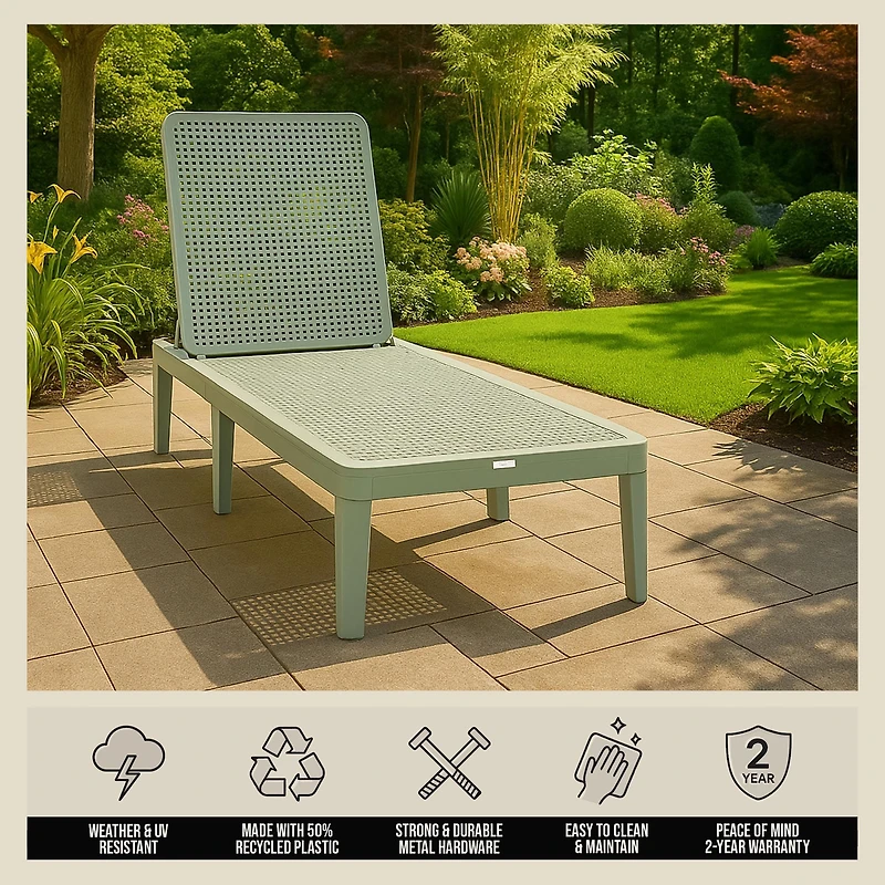 Chaise longue d'extérieur Patioflare, verte