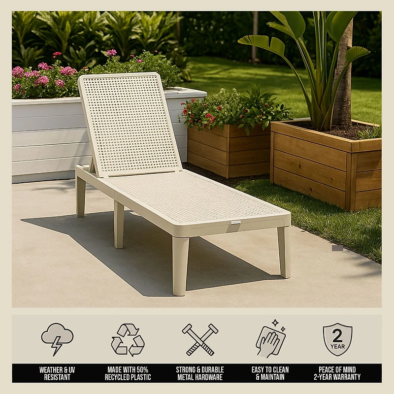 Patioflare Outdoor Lounge Chair, Cream