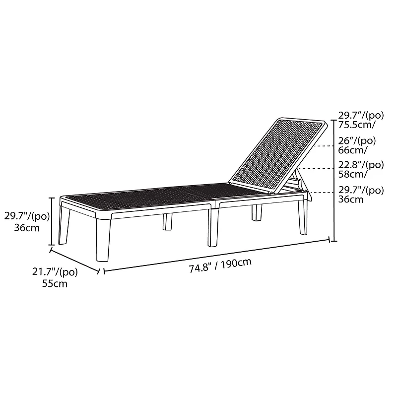 Chaise longue d'extérieur Patioflare, noir