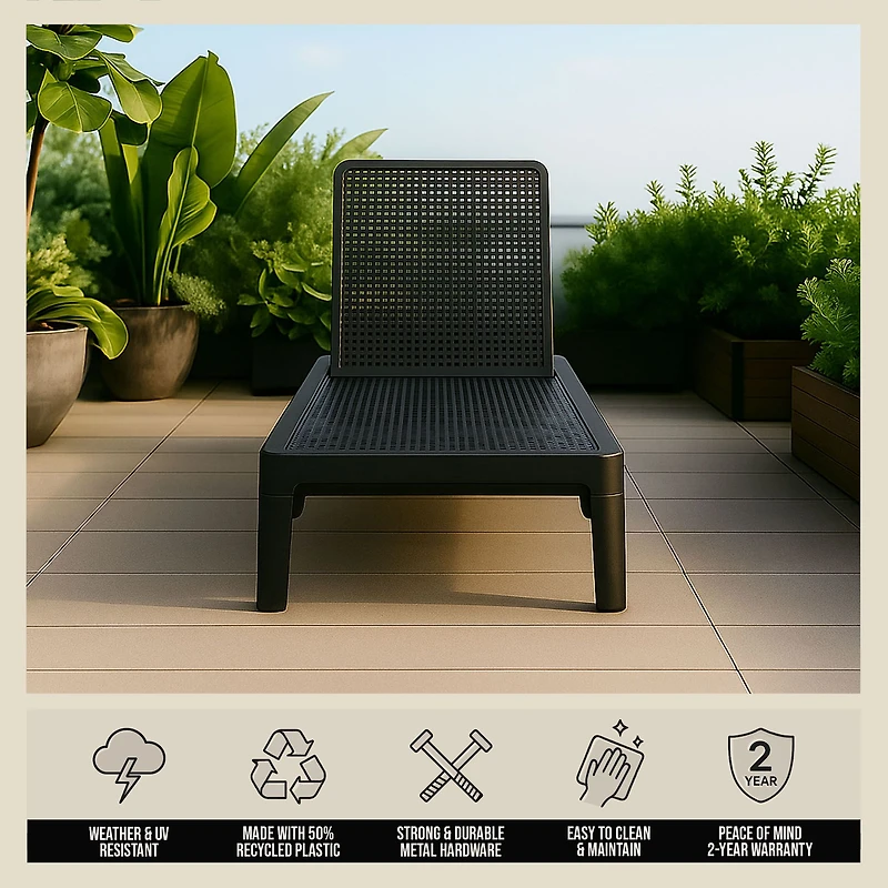 Chaise longue d'extérieur Patioflare, noir