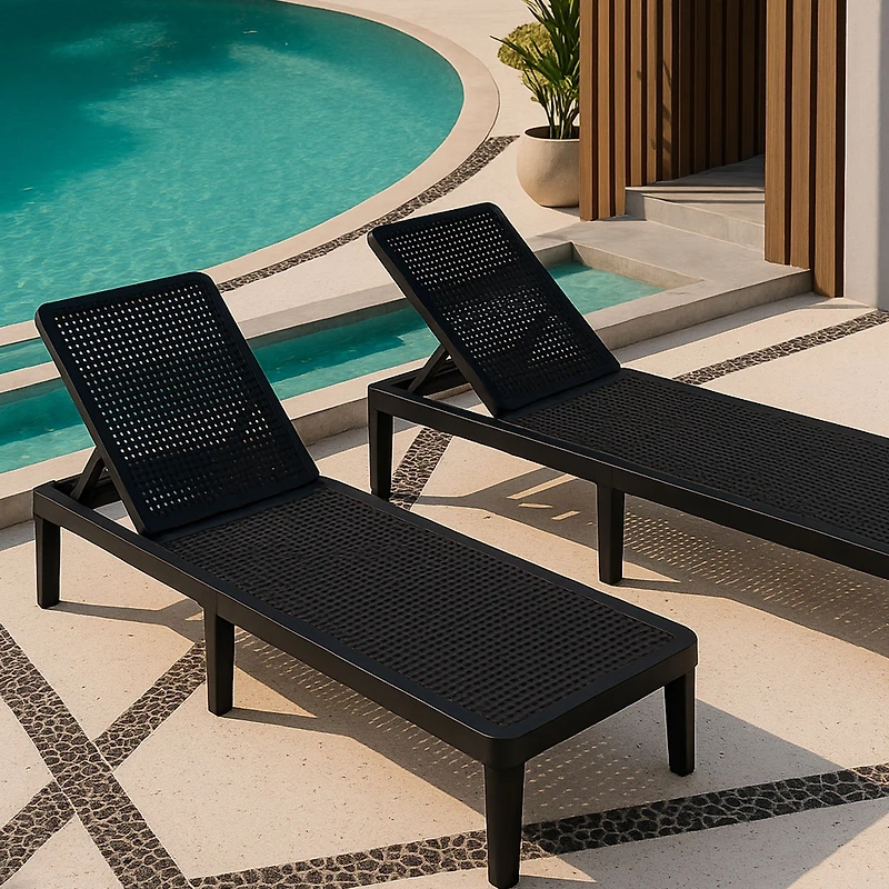 Chaise longue d'extérieur Patioflare, noir