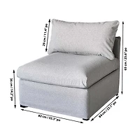 Patioflare Lanai Modular Outdoor Armless Chair, Grey