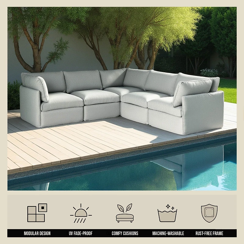 Patioflare Lanai Modular Outdoor Armless Chair, Grey