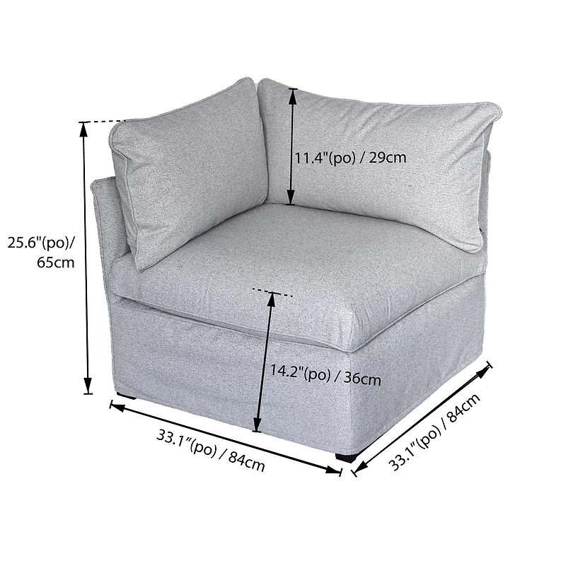 Patioflare Lanai Modular Outdoor Corner Chair, Grey