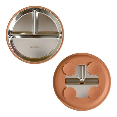 Assiette à succion acier inoxydable et silicone - Ensemble de 2