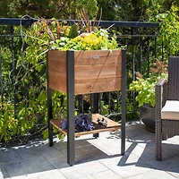 Urban Garden Tall Recycled Wood and Metal Planter with Shelf