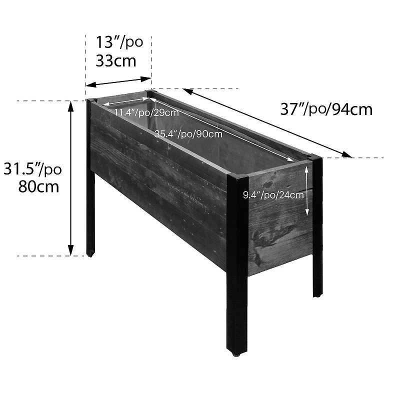 Jardinière surélevée rectangulaire en bois