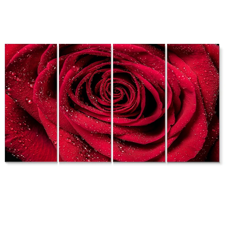 Red Rose Petals with Rain Droplets Canvas Art Print