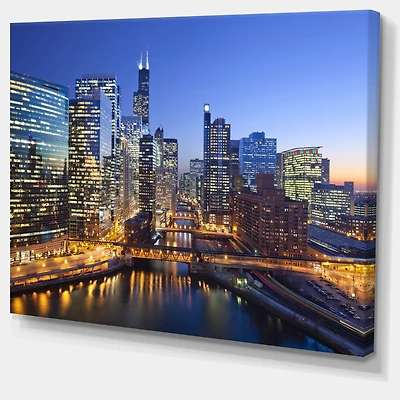 Chicago River with Bridges at Sunset Wall Art