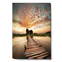 Makeshift Wooden Pier Over River  Canvas Wall Art
